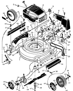 Mower Housing Assembly Diagram and Parts List for 20605X51A 1997 Briggs and Stratton Lawn Mower
